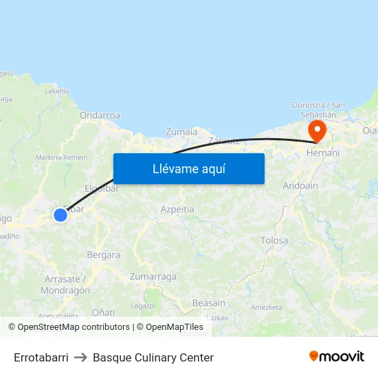 Errotabarri to Basque Culinary Center map