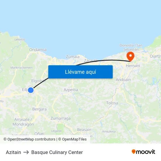 Azitain to Basque Culinary Center map