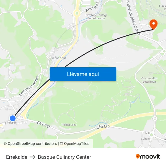 Errekalde to Basque Culinary Center map