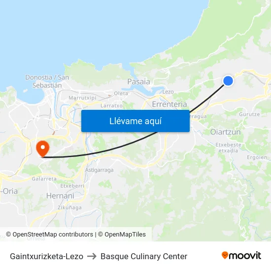 Gaintxurizketa-Lezo to Basque Culinary Center map