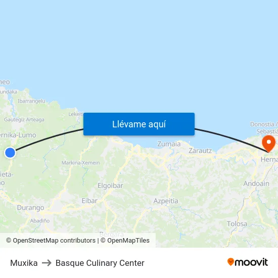 Muxika to Basque Culinary Center map