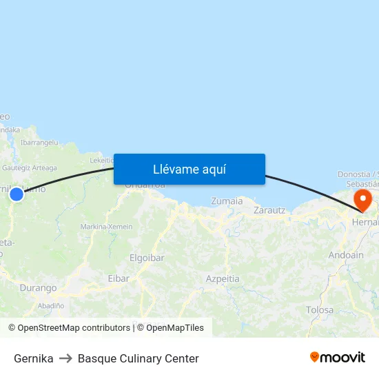 Gernika to Basque Culinary Center map