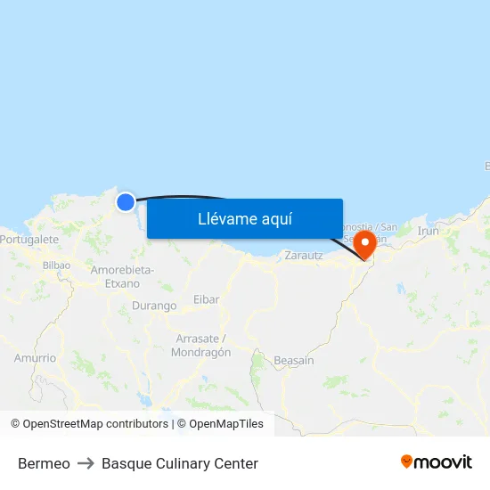 Bermeo to Basque Culinary Center map