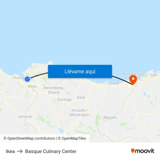 Ikea to Basque Culinary Center map