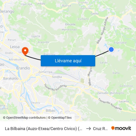 La Bilbaina (Auzo-Etxea/Centro Cívico) (3402) to Cruz Roja map