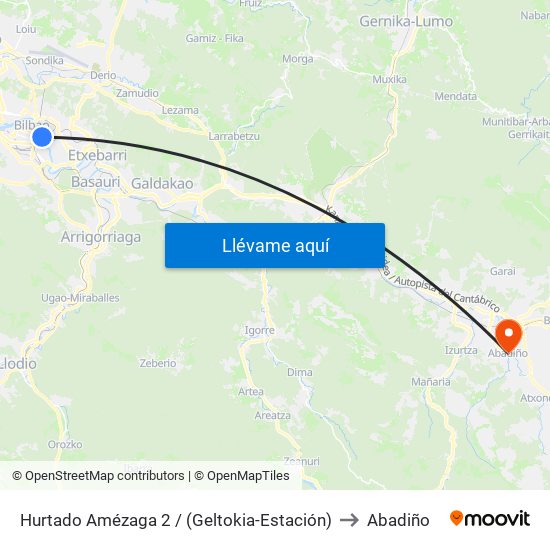 Hurtado Amézaga 2 / (Geltokia-Estación) to Abadiño map