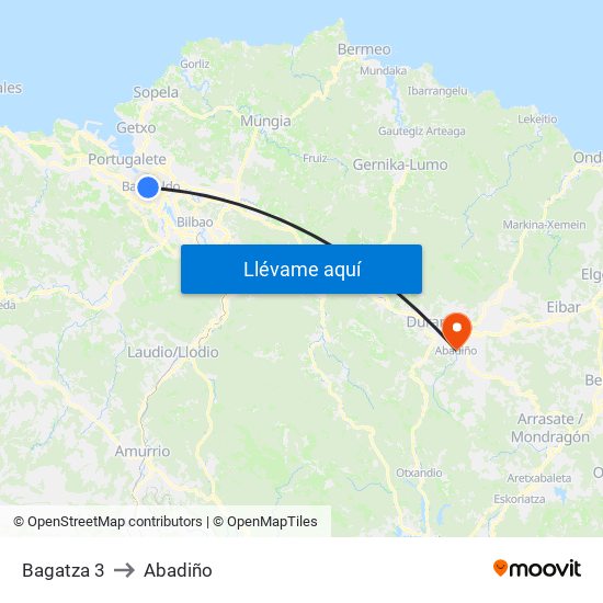 Bagatza 3 to Abadiño map