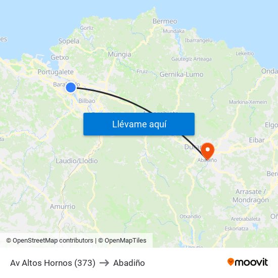 Av Altos Hornos (373) to Abadiño map