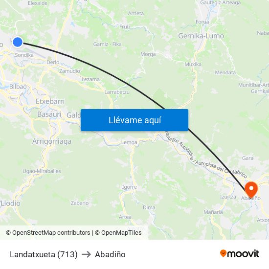 Landatxueta (713) to Abadiño map