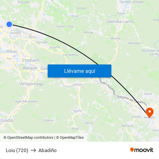 Loiu (720) to Abadiño map