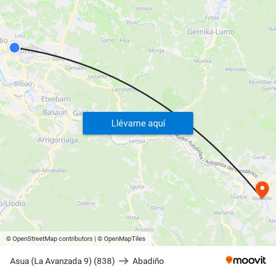Asua (La Avanzada 9) (838) to Abadiño map