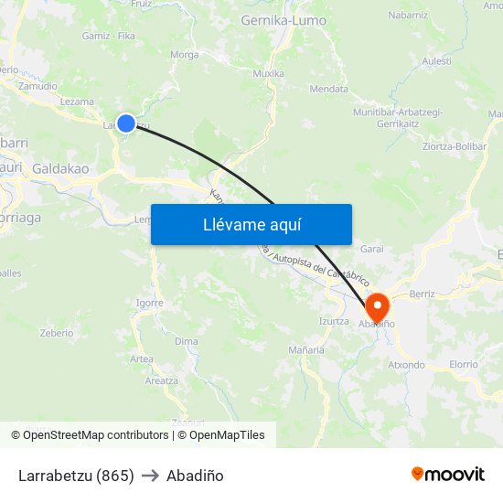 Larrabetzu (865) to Abadiño map