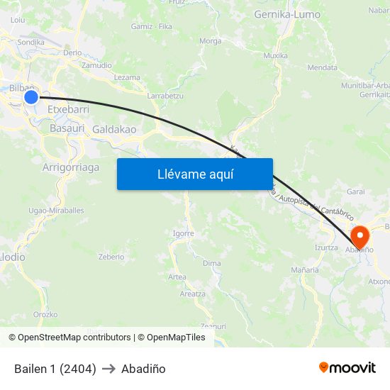 Bailen 1 (2404) to Abadiño map
