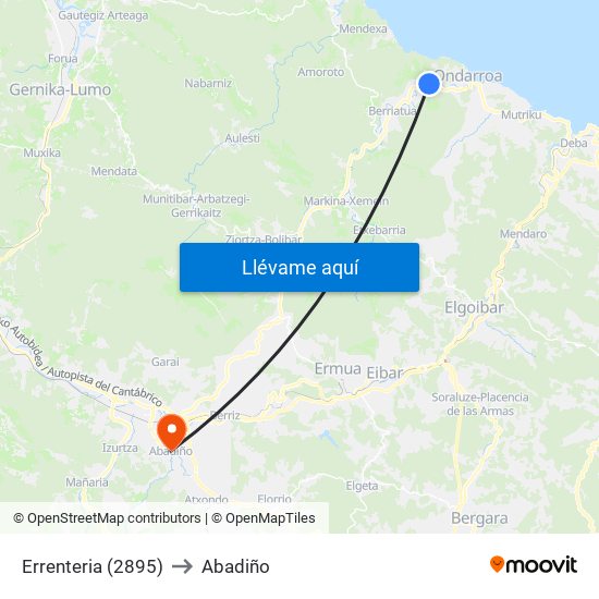 Errenteria (2895) to Abadiño map