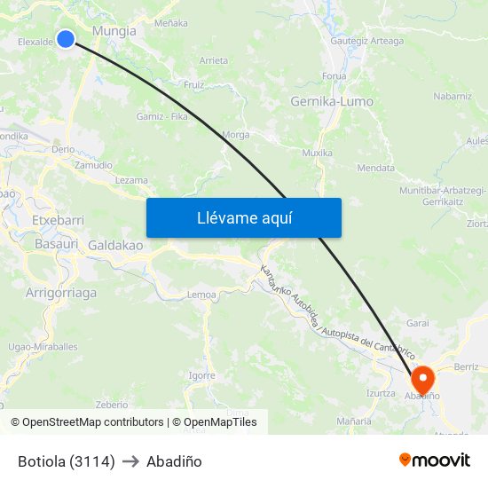 Botiola (3114) to Abadiño map