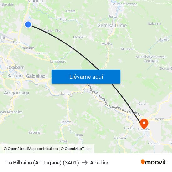 La Bilbaina (Arritugane) (3401) to Abadiño map