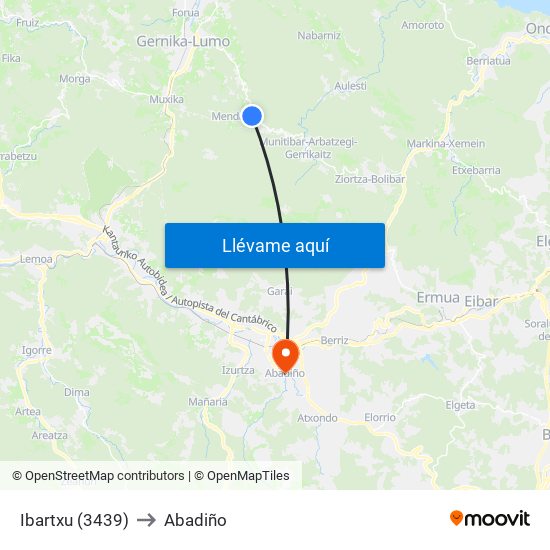 Ibartxu (3439) to Abadiño map