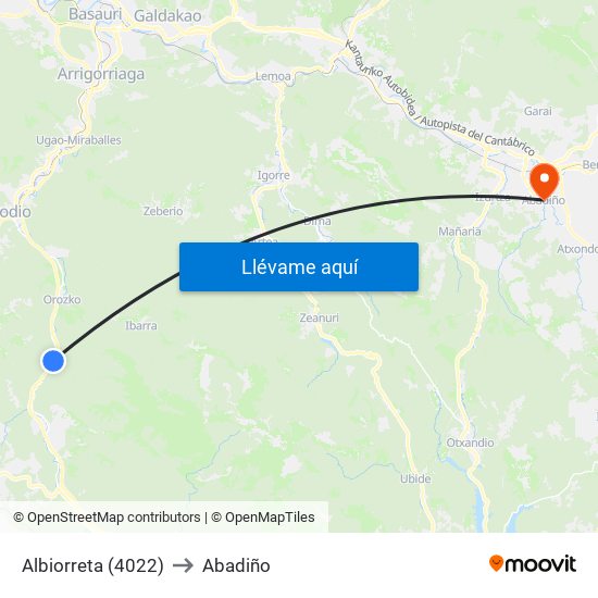 Albiorreta (4022) to Abadiño map