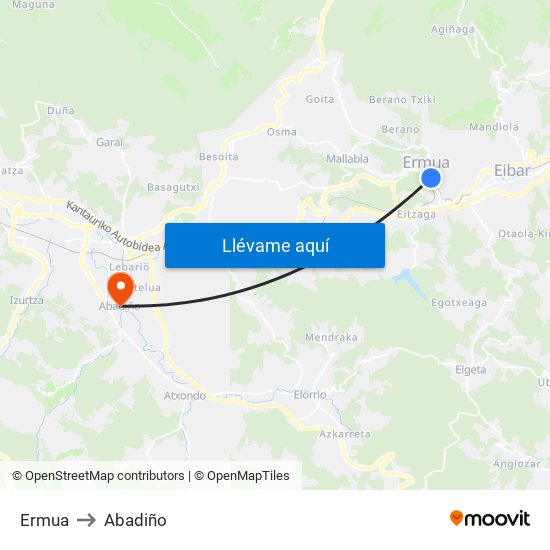 Ermua to Abadiño map
