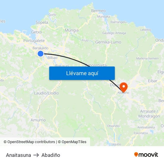 Anaitasuna to Abadiño map