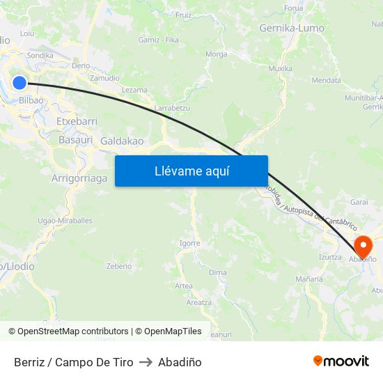 Berriz / Campo De Tiro to Abadiño map