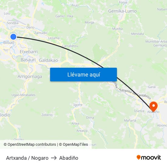 Artxanda / Nogaro to Abadiño map