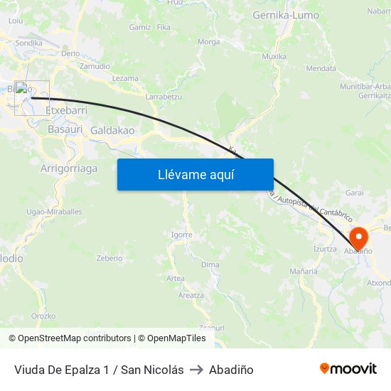 Viuda De Epalza 1 / San Nicolás to Abadiño map