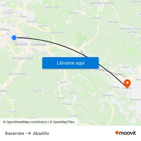 Basarrate to Abadiño map