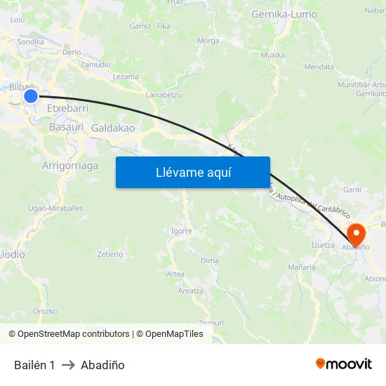 Bailén 1 to Abadiño map