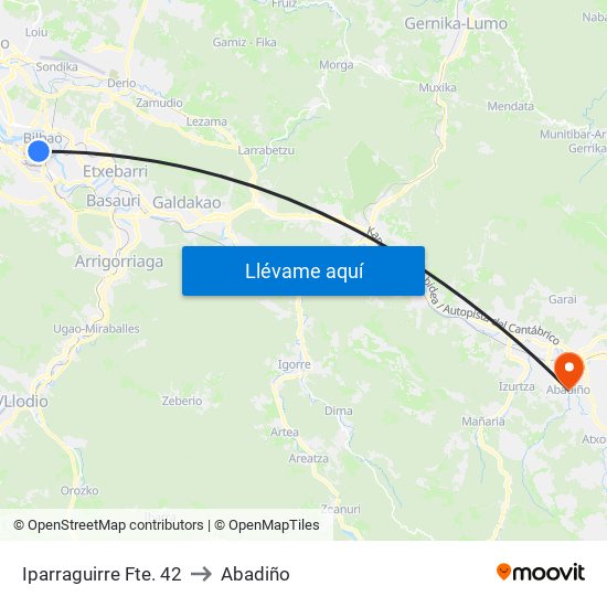 Iparraguirre Fte. 42 to Abadiño map