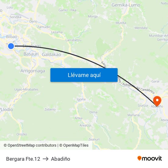 Bergara Fte.12 to Abadiño map