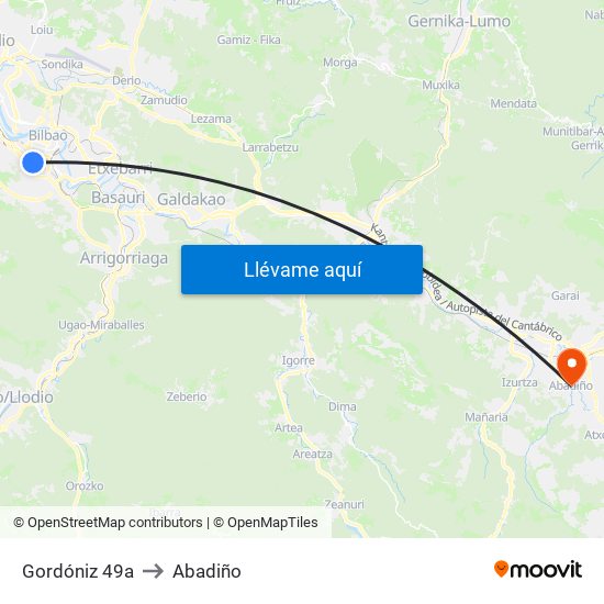 Gordóniz 49a to Abadiño map