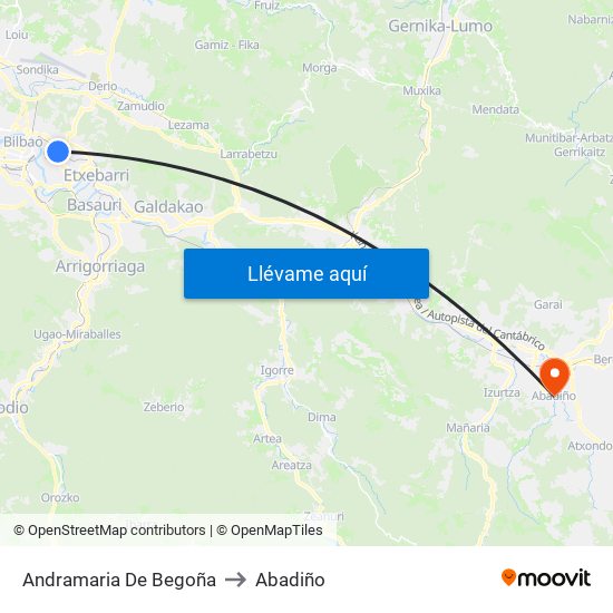 Andramaria De Begoña to Abadiño map