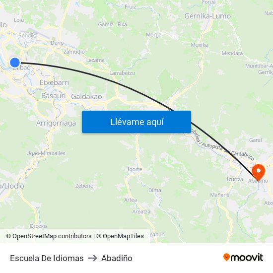 Escuela De Idiomas to Abadiño map