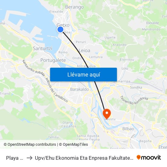 Playa De Ereaga to Upv / Ehu Ekonomia Eta Enpresa Fakultatea / Campus De Economía Y Empresa (Sarriko) map