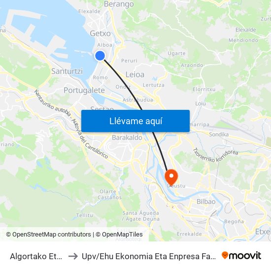 Algortako Etorb. 13 (Regoyos) (39) to Upv / Ehu Ekonomia Eta Enpresa Fakultatea / Campus De Economía Y Empresa (Sarriko) map