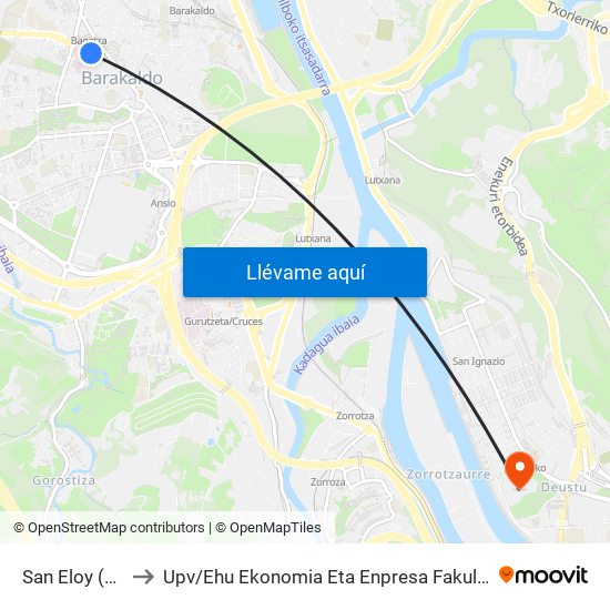 San Eloy (La Bondad) (389) to Upv / Ehu Ekonomia Eta Enpresa Fakultatea / Campus De Economía Y Empresa (Sarriko) map