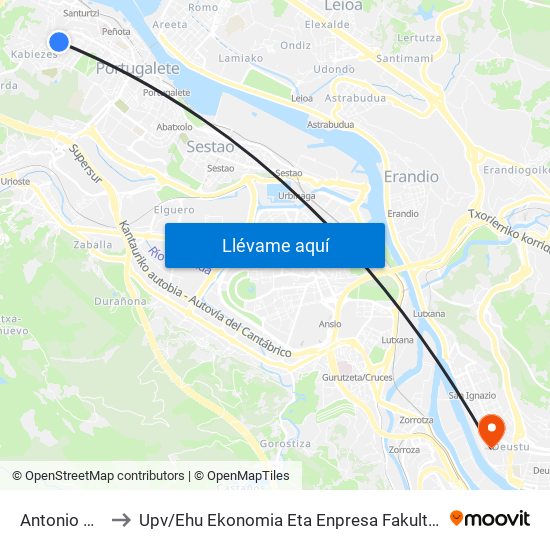 Antonio Alzaga 46 (469) to Upv / Ehu Ekonomia Eta Enpresa Fakultatea / Campus De Economía Y Empresa (Sarriko) map