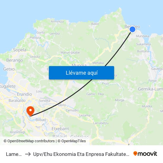 Lamera (1976) to Upv / Ehu Ekonomia Eta Enpresa Fakultatea / Campus De Economía Y Empresa (Sarriko) map