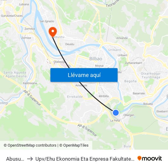 Abusu / Ibaialde to Upv / Ehu Ekonomia Eta Enpresa Fakultatea / Campus De Economía Y Empresa (Sarriko) map