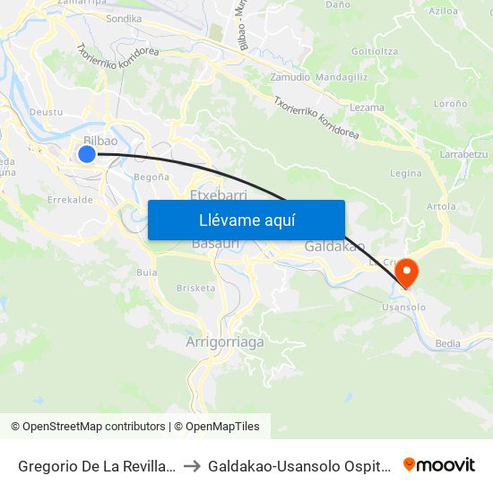 Gregorio De La Revilla 22 to Galdakao-Usansolo Ospitalea map
