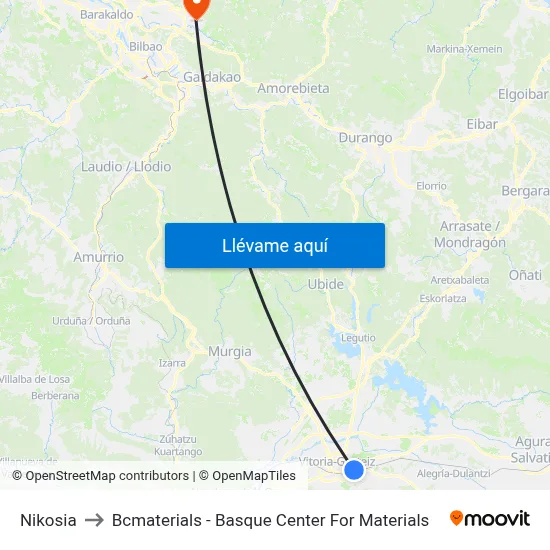 Nikosia to Bcmaterials - Basque Center For Materials map