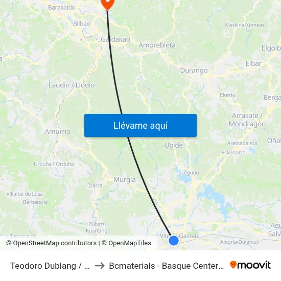 Teodoro Dublang / Bustinzuri to Bcmaterials - Basque Center For Materials map