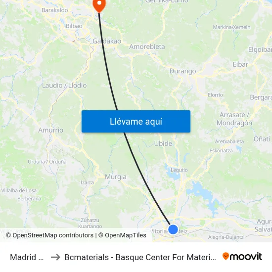Madrid 36 to Bcmaterials - Basque Center For Materials map