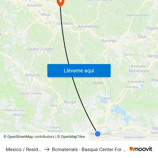 Mexico / Residencia to Bcmaterials - Basque Center For Materials map