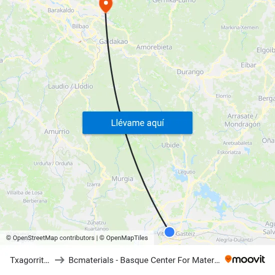 Txagorritxu to Bcmaterials - Basque Center For Materials map