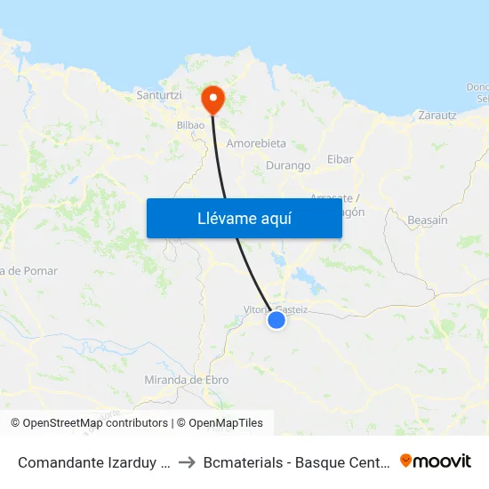 Comandante Izarduy / Zumaquera to Bcmaterials - Basque Center For Materials map