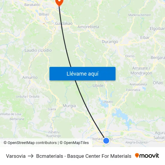 Varsovia to Bcmaterials - Basque Center For Materials map