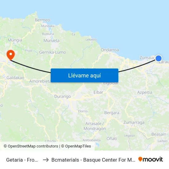 Getaria - Frontoia to Bcmaterials - Basque Center For Materials map