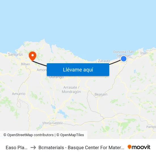 Easo Plaza to Bcmaterials - Basque Center For Materials map